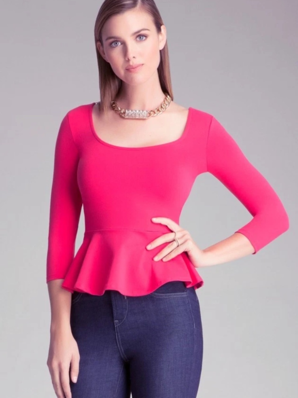 NWT Bebe hot pink peplum top XS
